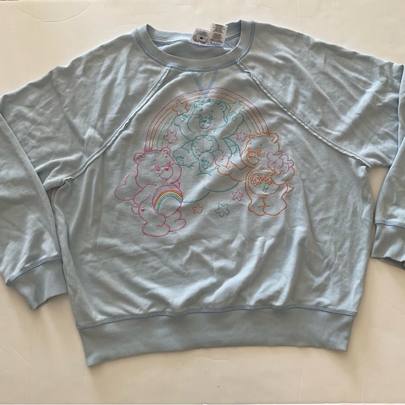 Carebears Blue Embroidered Crewneck Kids Sweater - Picture 1 of 6